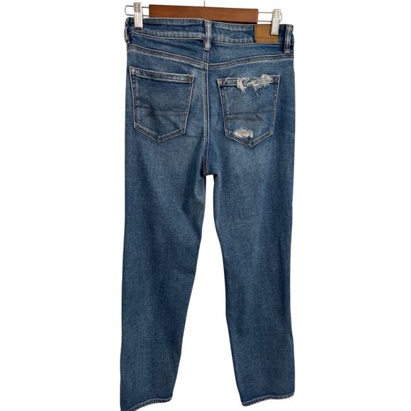 American Eagle 90's Festival Mom Straight Ripped Distressed Stretch Jeans Size 4 - Picture 2 of 10